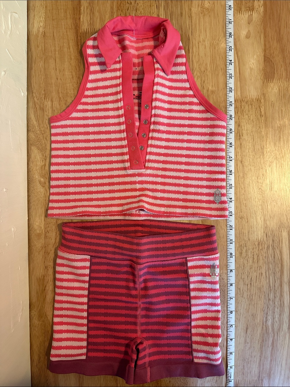 NWOT Free People Pink Striped Knit Tank & Shorts Set 2 pcs